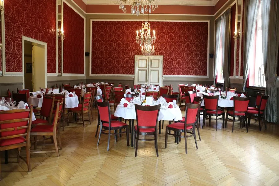 Festively set Casino hall