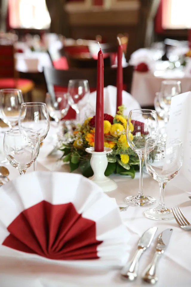 Table setting with candles and flowers